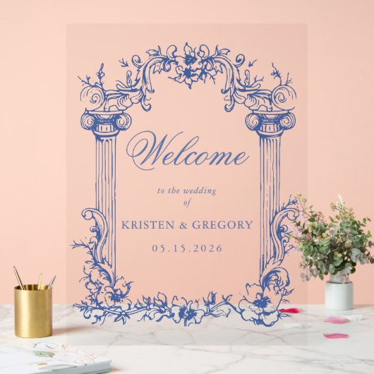 Franse Bloemen Huwelijk Welkomstbord Acryl Bord (Huwelijk)