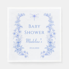 Franse Bloemen Iets Blauw Dragonfly Baby shower Servet