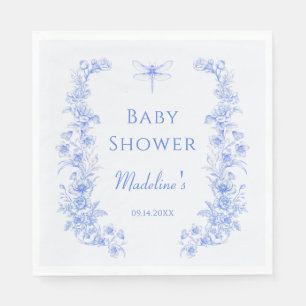 Franse Bloemen Iets Blauw Dragonfly Baby shower Servet
