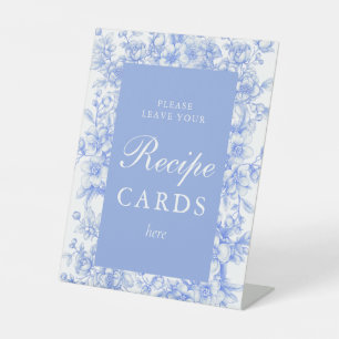 Franse Bloemen Iets Blauw Recept Kaarten hier Reclamebord Met Voetstuk