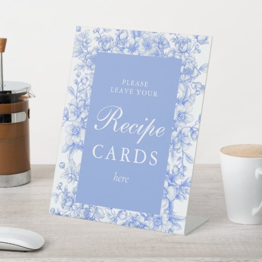 Franse Bloemen Iets Blauw Recept Kaarten hier Reclamebord Met Voetstuk (Insitu)