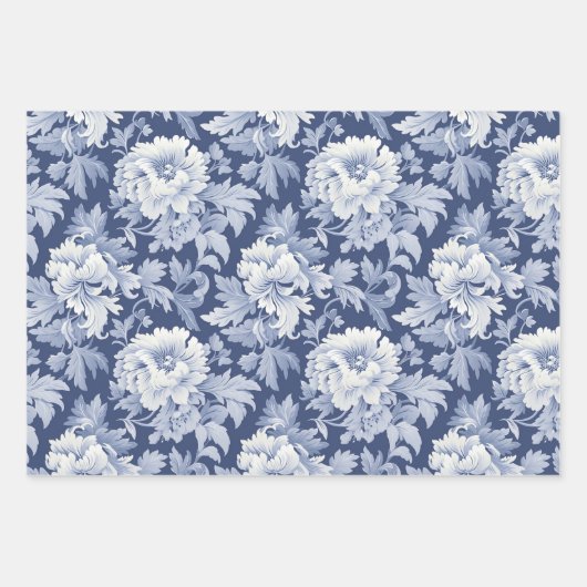   Franse bloemen in blauw en wit Inpakpapier Vel (Voorkant)