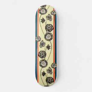 Franse bloemen, kool, retro, Floral tekening Persoonlijk Skateboard