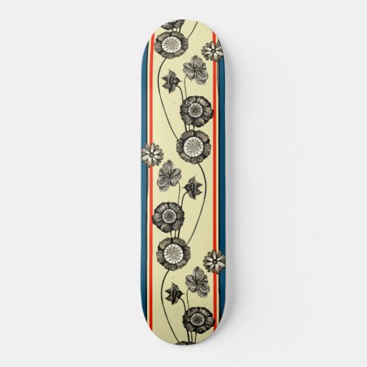 Franse  bloemen, kool, retro, Floral tekening Persoonlijk Skateboard (Voorkant)