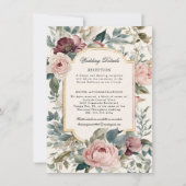 Franse Bloemen  Roze n Goud Classic Wedding Kaart (Voorkant)