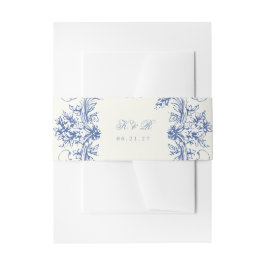 Franse  Bloemen Trouwbuik Band Uitnodigingen Wikkel