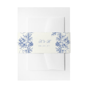 Franse  Bloemen Trouwbuik Band Uitnodigingen Wikkel