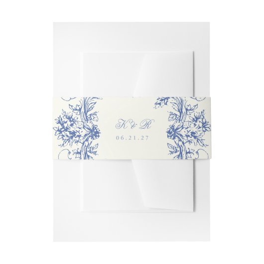 Franse Bloemen Trouwbuik Band Uitnodigingen Wikkel (Voorkant Voorbeeld)