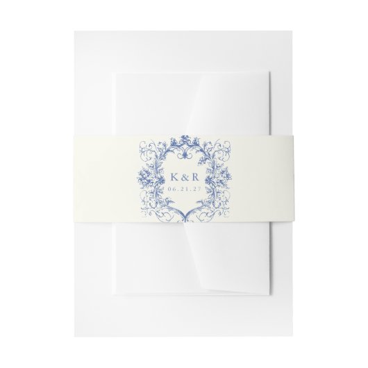 Franse  Bloemen Trouwbuik Band Uitnodigingen Wikkel (Voorkant Voorbeeld)