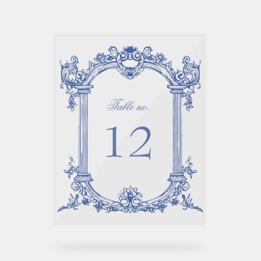 Franse  Bloemen Trouwtafel Nummer Acryl Bord (Voorkant)
