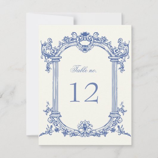 Franse  Bloemen Trouwtafel Nummer RSVP Kaartje (Voorkant)