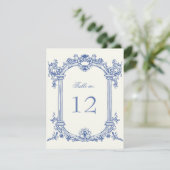 Franse  Bloemen Trouwtafel Nummer RSVP Kaartje (Staand voorkant)