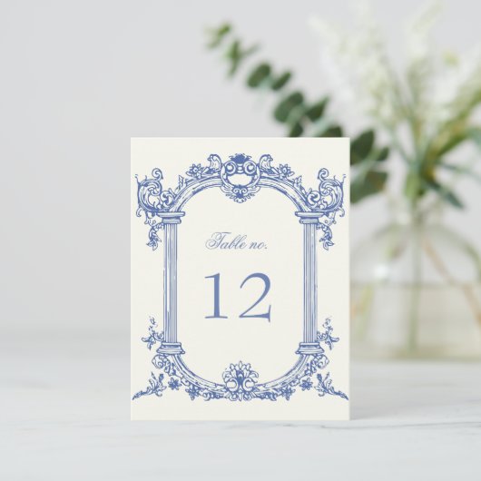 Franse  Bloemen Trouwtafel Nummer RSVP Kaartje (Staand voorkant)