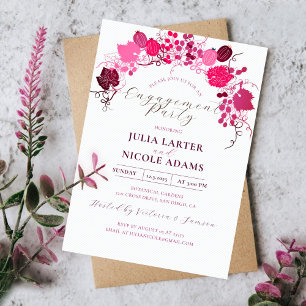 Franse Bloemen Zoete Berry Druiven Engagement Part Kaart
