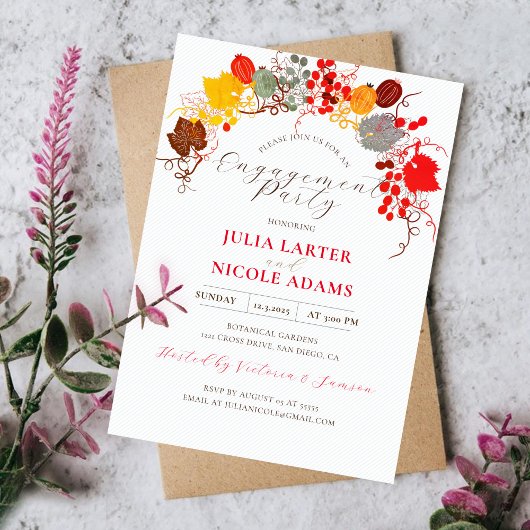 Franse Bloemen Zoete Berry Druiven Engagement Part Kaart