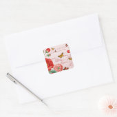 Franse bloemenbloem stickers w / rode bloem (Envelop)