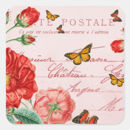 Franse bloemenbloem  stickers w / rode bloem