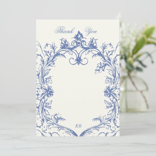 Franse  Bloemenbruiloft bedankkaart (Staand voorkant)