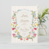 Franse bloemenkam crème botanisch Vrijgezellenfees Kaart (Staand voorkant)