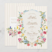 Franse bloemenkam crème botanisch Vrijgezellenfees Kaart (Voorkant / Achterkant)