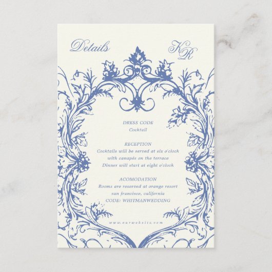 Franse  Bloemenklooster Huwelijksreceptie Informatiekaartje (Voorkant)