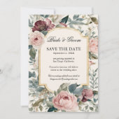 Franse bloementuin Elegant Roos n Goud Kaart (Voorkant)