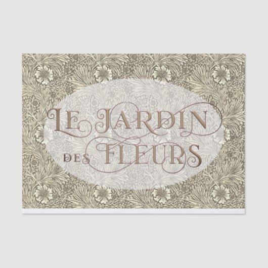 Franse bloementuin Ovaal William Morris Patroon Tissuepapier (Voorkant)