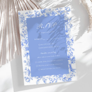 Franse bloemige Something Blue Bruidsuitnodiging RSVP Kaartje