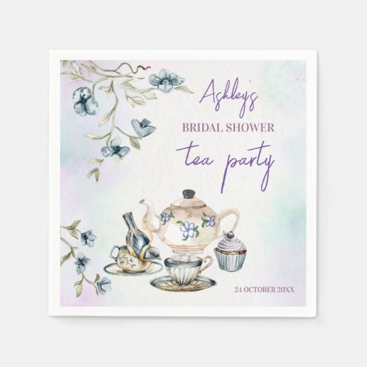 Franse bloemige theeparty bruidsfeest gedrukt servet (Voorkant)