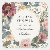 Franse Bloemrijke Elegante Bruids-Thee Goud Vierkante Sticker (Voorkant)