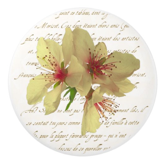 Franse bloesems lade trekken keramische knop (Voorkant)