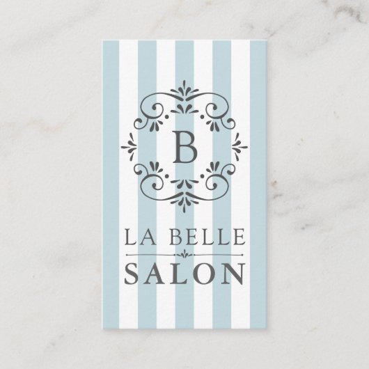 Franse Blue Awning Stripes Salon Visitekaartje (Voorkant)