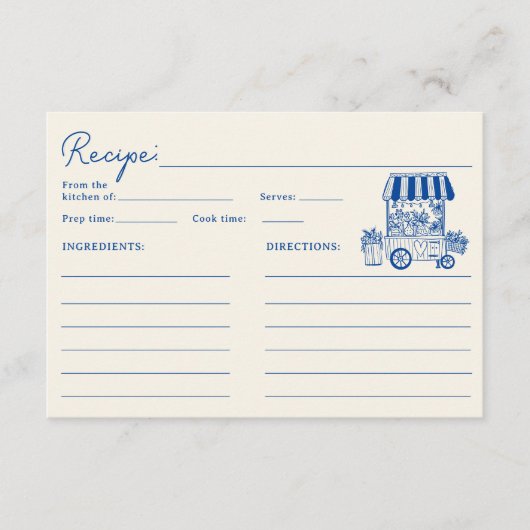 Franse Blue Vrijgezellenfeest Recept Informatiekaartje (Voorkant)