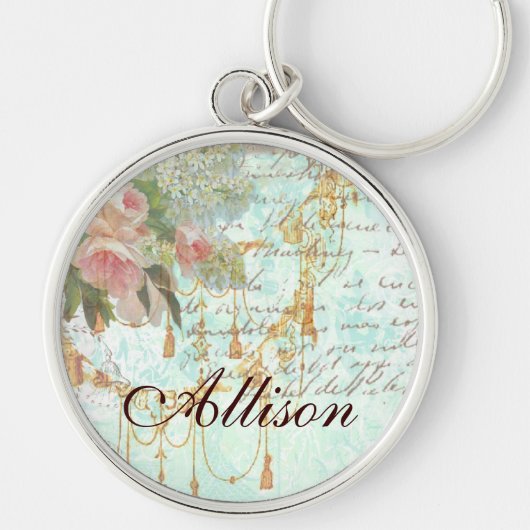 Franse Bluebird & Tassels Sleutelhanger (Voorkant)