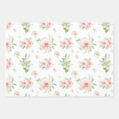 Franse Blush Roze en Witte Aquarel Bloemen Inpakpapier Vel (Voorkant 2)