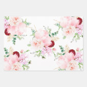 Franse Blush Roze en Witte Waterverf Bloemen Inpakpapier Vel (Voorkant)