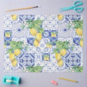 Franse boerderij citroen blauw n witte Tegel decou Tissuepapier (Craft)