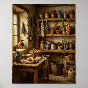 Franse Boerderij Keuken Koperen Potten I Poster