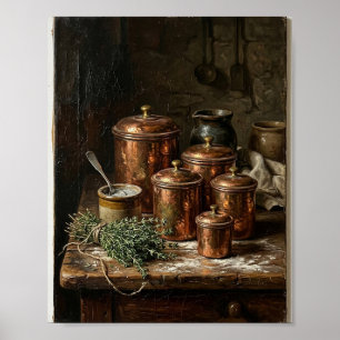 Franse Boerderij Keuken Koperen Potten II Poster
