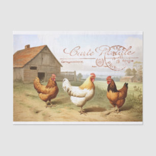 Franse boerderij kip schuur hen vogel decoupage tissuepapier