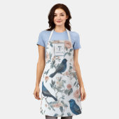  Franse boerderij Monogram Chinoiserie Navy Schort (Gedragen)