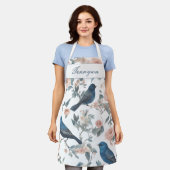  Franse boerderij Monogram Chinoiserie Navy Schort (Gedragen)