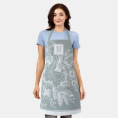  Franse Boerderij Peony Monogram Lichtgrijs Schort (Gedragen)