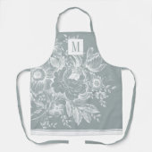 Franse Boerderij Peony Monogram Lichtgrijs Schort (Voorkant)