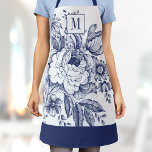 Franse boerderij Peony Monogram Navy Blue Schort<br><div class="desc">Pas dit schitterende,  moderne,  volwassen pron aan met je monogram! Deze elegante apron heeft je eigen initialen op een prachtig blauw blauw blauw florpony  frans boerderijontwerp.</div>