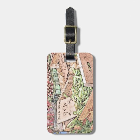 Franse boerenmarkt bagagelabel (Voorkant verticaal)