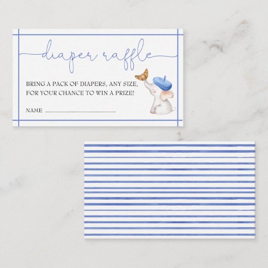 Franse Bonjour Bebe Blue Boy Diaper Raffle Informatiekaartje (Voorkant / Achterkant)