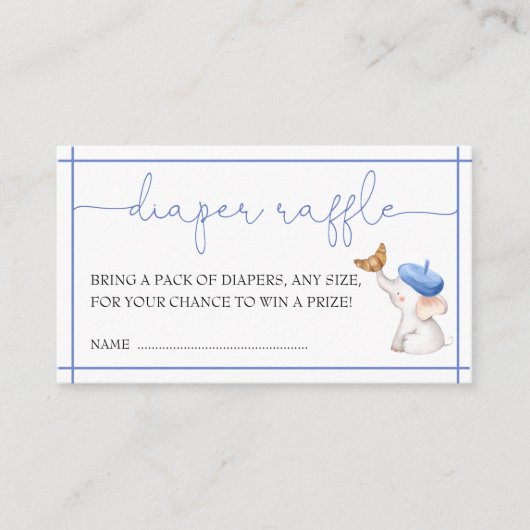 Franse Bonjour Bebe Blue Boy Diaper Raffle Informatiekaartje (Voorkant)