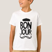 Franse Bonjour Mustache T-Shirt (Voorkant)
