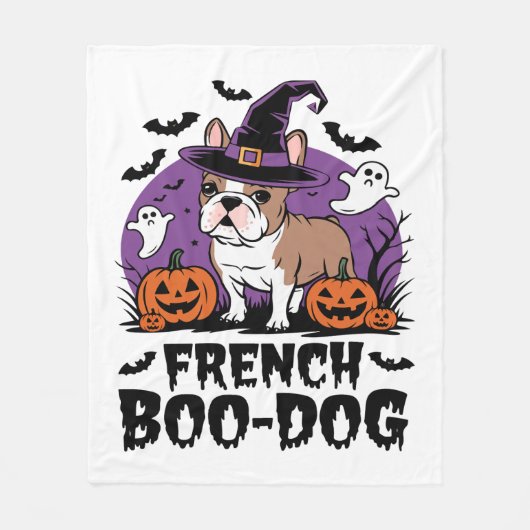 Franse Boo Dog - De Spookies Pup Fleece Deken (Voorkant)